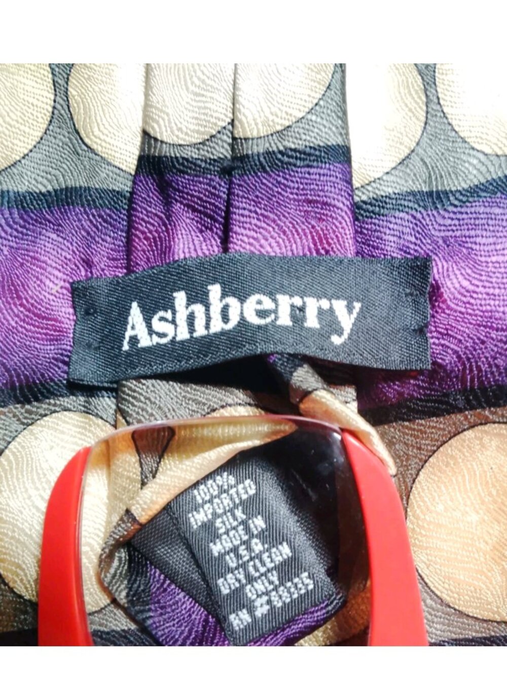 Vtg Y2k ASHBERRY Silk Retro Pop Art Circle Swirl Damask Underweave Purple USA - Picture 2 of 7